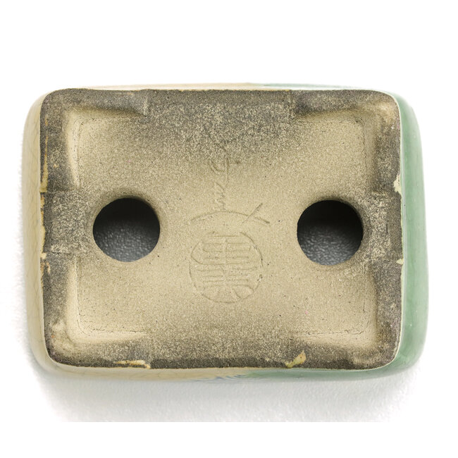 Pot à bonsaï rectangulaire multicolore par Terahata Satomi Mazan - 85 x 64 x 35 mm