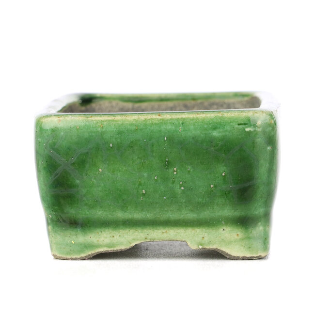 Maceta de bonsái verde rectangular de Terahata Satomi Mazan - 87 x 65 x 38 mm