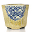 Maceta de bonsái beige hexagonal de Terahata Satomi Mazan - 73 x 65 x 66 mm