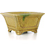 Square beige bonsai pot by Terahata Satomi Mazan - 126 x 122 x 75 mm