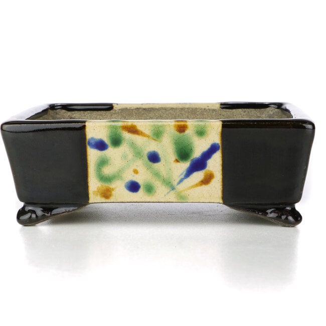 Maceta de bonsái marrón rectangular de Terahata Satomi Mazan - 155 x 130 x 55 mm