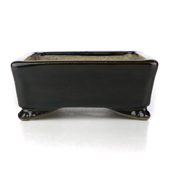 Pot à bonsaï rectangulaire marron par Terahata Satomi Mazan - 155 x 130 x 55 mm