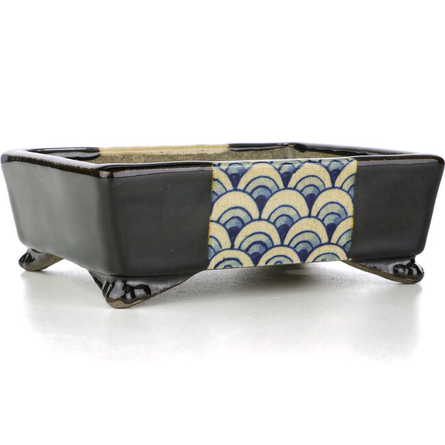 Pot à bonsaï rectangulaire marron par Terahata Satomi Mazan - 155 x 130 x 55 mm