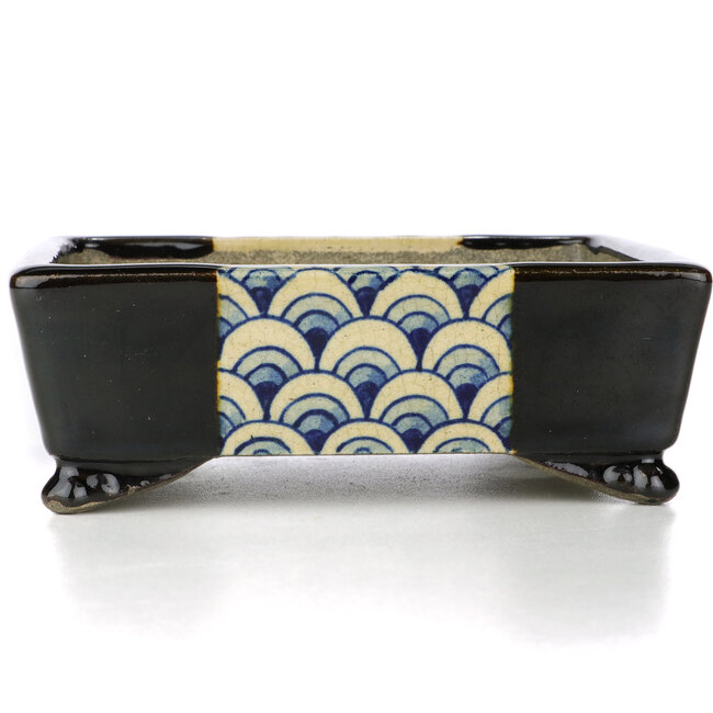 Pot à bonsaï rectangulaire marron par Terahata Satomi Mazan - 155 x 130 x 55 mm