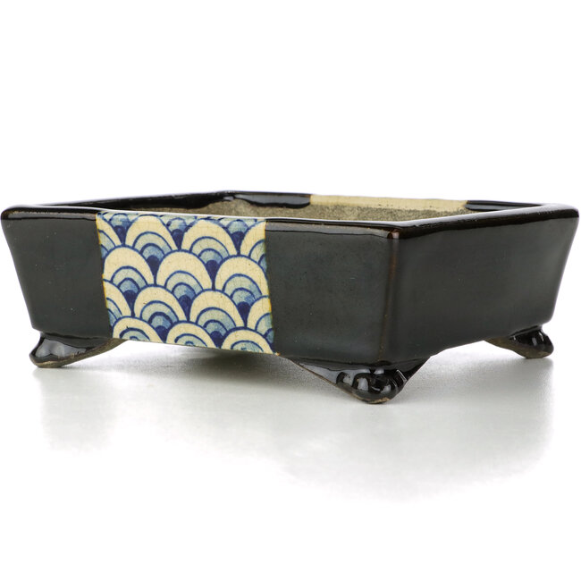 Pot à bonsaï rectangulaire marron par Terahata Satomi Mazan - 155 x 130 x 55 mm