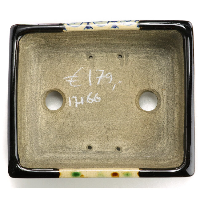 Maceta de bonsái marrón rectangular de Terahata Satomi Mazan - 155 x 130 x 55 mm