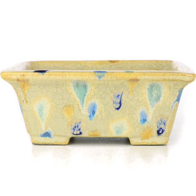 Pot à bonsaï rectangulaire beige par Terahata Satomi Mazan - 157 x 140 x 65 mm