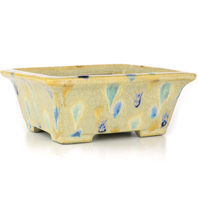 Rechthoekige beige bonsaipot van Terahata Satomi Mazan - 157 x 140 x 65 mm