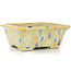 Maceta de bonsái rectangular beige de Terahata Satomi Mazan - 157 x 140 x 65 mm
