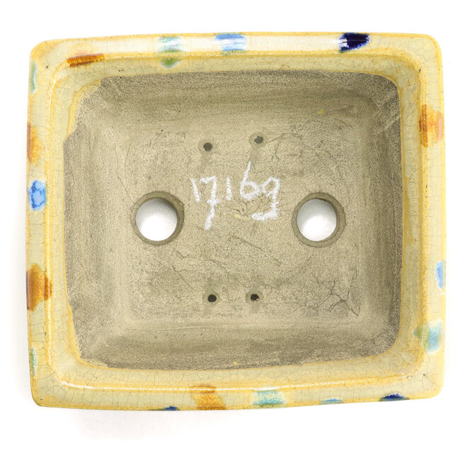 Vaso per bonsai rettangolare beige di Terahata Satomi Mazan - 157 x 140 x 65 mm