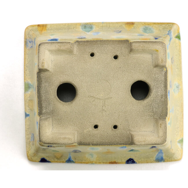 Maceta de bonsái rectangular beige de Terahata Satomi Mazan - 157 x 140 x 65 mm