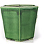 Hexagonal green bonsai pot by Terahata Satomi Mazan - 180 x 160 x 140 mm