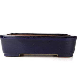 Reihou (Bonsai Matsushita Hiroyuki or Mr.MATSUSHITA Reiji    Master) 355 mm rectangular blue bonsai pot by Reiho, Tokoname, Japan