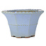 Hexagonal blue bonsai pot by Yamaaki - 240 x 227 x 143 mm