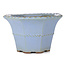 Hexagonal blue bonsai pot by Yamaaki - 240 x 227 x 143 mm