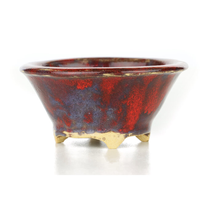 Vaso per bonsai rosso rotondo di Sharaku - 94 x 94 x 45 mm