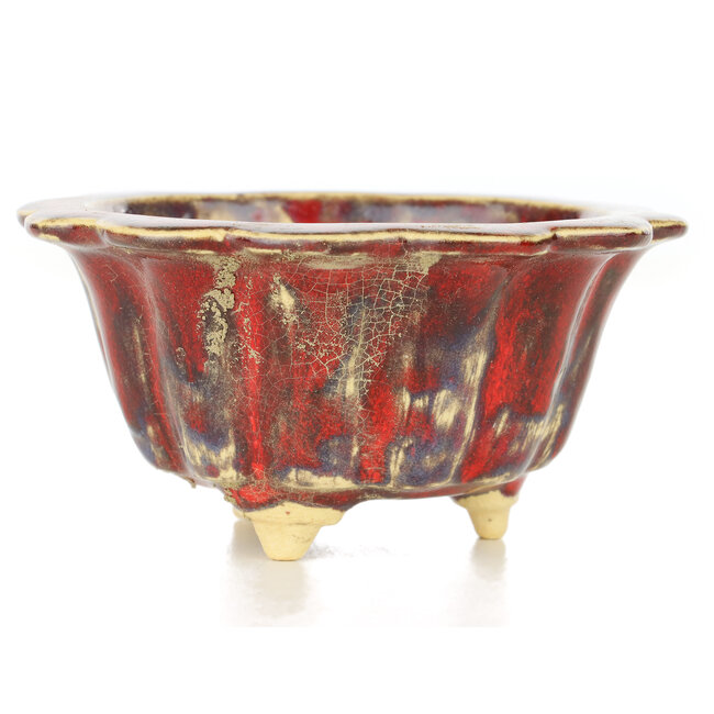 Maceta de bonsái redonda roja de Sharaku - 115 x 115 x 62 mm