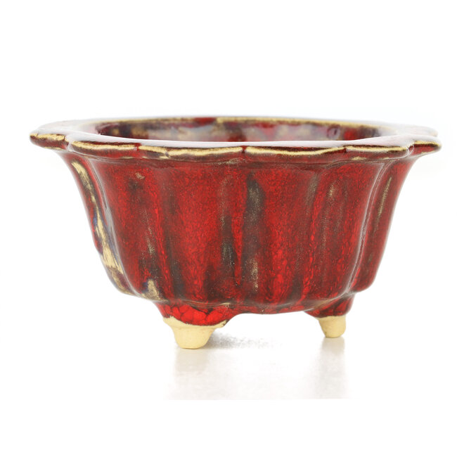 Pot à bonsaï rond rouge par Sharaku - 115 x 115 x 62 mm