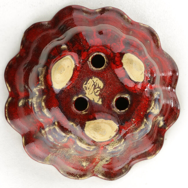 Round red bonsai pot by Sharaku - 115 x 115 x 62 mm