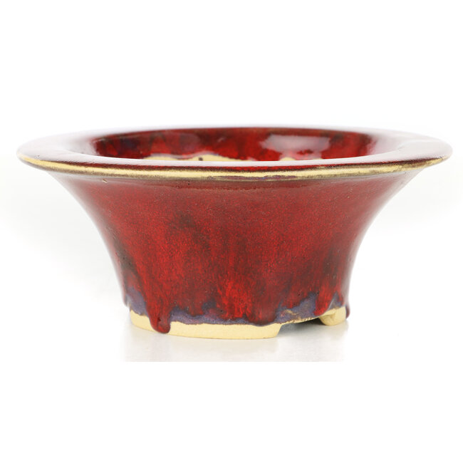 Vaso per bonsai rosso rotondo di Sharaku - 163 x 163 x 67 mm