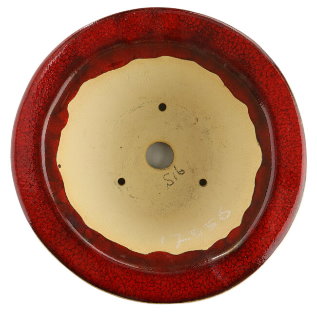 Pot à bonsaï rond rouge par Sharaku - 163 x 163 x 67 mm