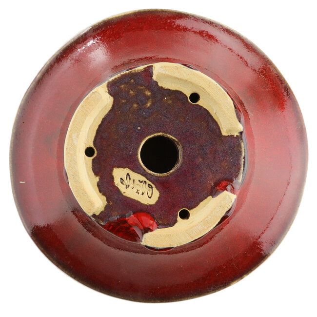 Vaso per bonsai rosso rotondo di Sharaku - 163 x 163 x 67 mm