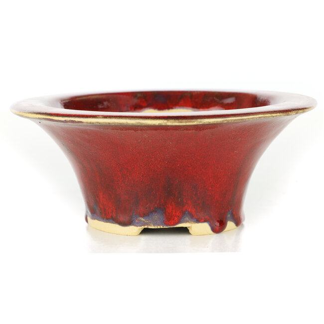 Vaso per bonsai rosso rotondo di Sharaku - 163 x 163 x 67 mm