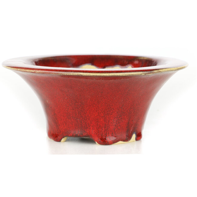Pot à bonsaï rond rouge par Sharaku - 163 x 163 x 67 mm
