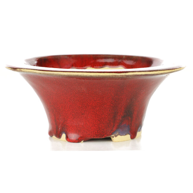 Vaso per bonsai rosso rotondo di Sharaku - 163 x 163 x 67 mm