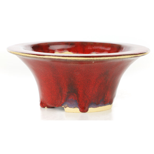 Runde rote Bonsaischale von Sharaku - 163 x 163 x 67 mm