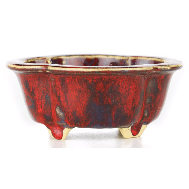 Mokko red bonsai pot by Sharaku - 130 x 110 x 55 mm