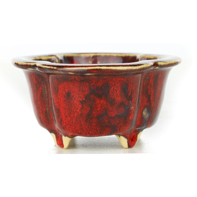 Mokko red bonsai pot by Sharaku - 130 x 110 x 55 mm