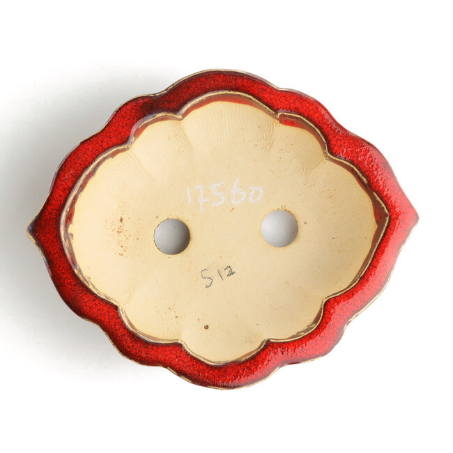 Mokko red bonsai pot by Sharaku - 187 x 153 x 55 mm