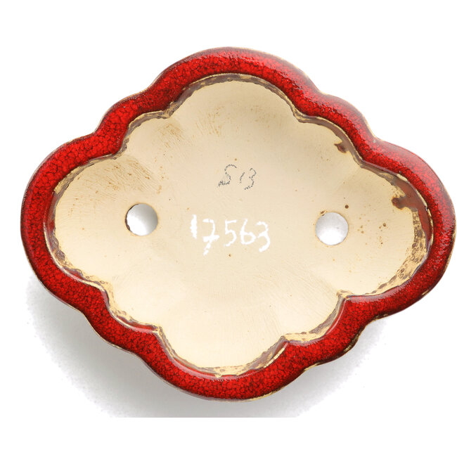 Vaso per bonsai rosso Mokko di Sharaku - 200 x 163 x 47 mm