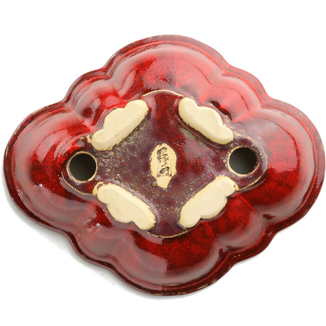 Mokko red bonsai pot by Sharaku - 200 x 163 x 47 mm