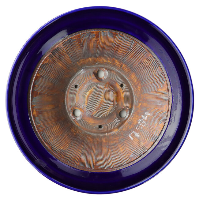 Vaso per bonsai rotondo blu di Juetsu - 260 x 260 x 85 mm