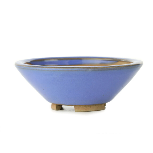 Runde blaue Bonsaischale von Bigei - 95 x 95 x 40 mm