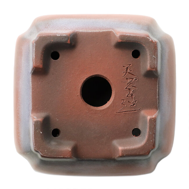 Square unglazed bonsai pot by Bigei - 80 x 80 x 65 mm