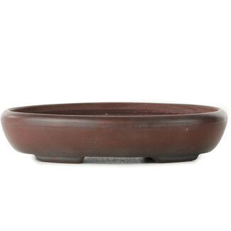 Bigei - Hirata Atsumi 100 mm oval unglazed bonsai pot by Bigei, Tokoname, Japan