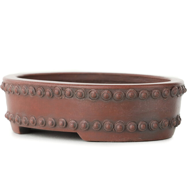 Oval unglazed bonsai pot by Bigei - 95 x 70 x 25 mm
