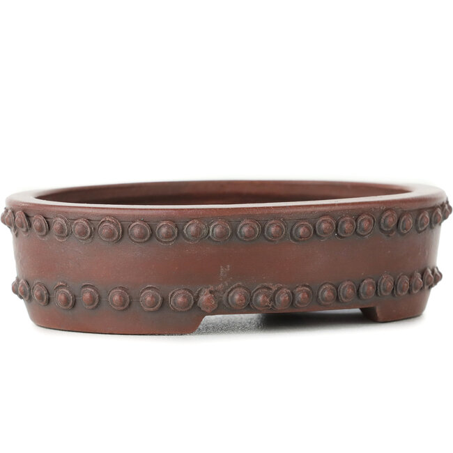 Oval unglazed bonsai pot by Bigei - 95 x 70 x 25 mm