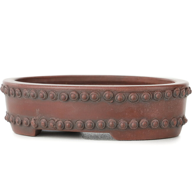 Oval unglazed bonsai pot by Bigei - 95 x 70 x 25 mm