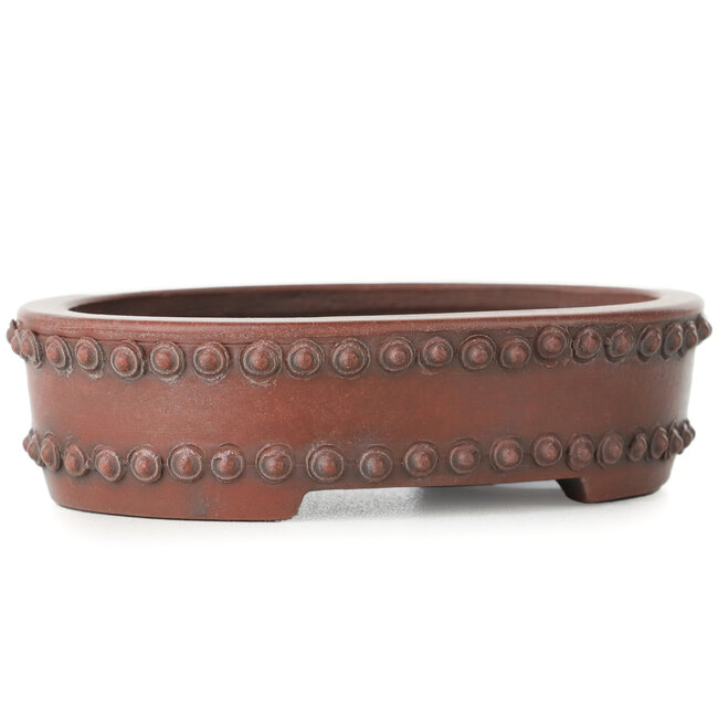Oval unglazed bonsai pot by Bigei - 95 x 70 x 25 mm