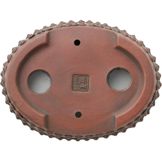 Ovale ongeglazuurde bonsaipot van Bigei - 95 x 70 x 25 mm