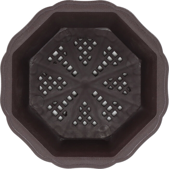 Pot à bonsaï octogonal en plastique marron - 150 x 150 x 65 mm