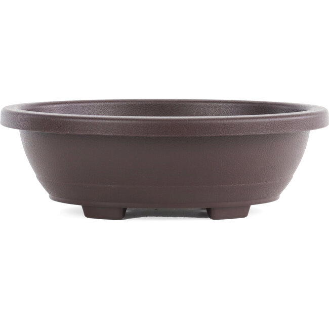 Pot à bonsaï ovale haut en plastique marron - 245 x 195 x 80 mm