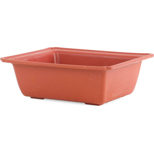 Pot en plastique rectangulaire couleur terre cuite - 207 x 170 x 70 mm