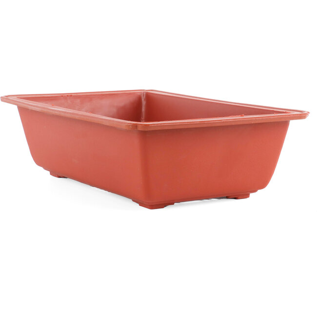 Rechteckige Bonsaischale aus Kunststoff - 380 x 245 x 105 mm in Terrakotta-Farbe