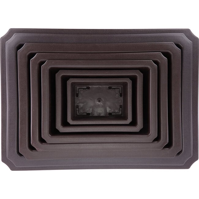 Vaso per bonsai rettangolare in plastica marrone - 130 x 95 x 55 mm