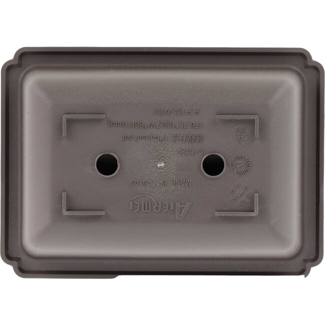 Rectangular brown plastic bonsai pot - 176 x 126 x 63 mm